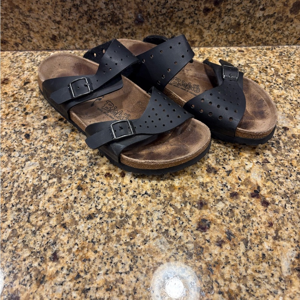 Birkis Birkenstock Freeport Black Adjustable 2 Strap Sandals 38 Narrow